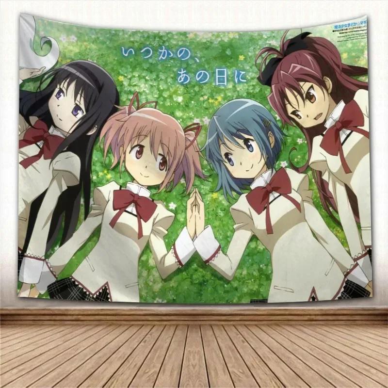 Puella Magi Madoka Magica Кавайное Аниме Гобелен Психоделический Декоративный Ковер Настенная Ткань Для Гостиной Спальни Аксессуары