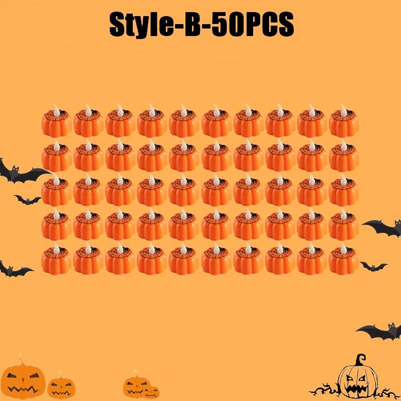 Halloween Pumpkin Light LED Candlestick Lamp Ornaments Props Happy Halloween Party Props Pumpkin Candle Light Home Decoration