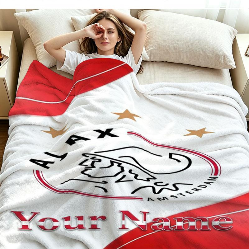 1PC AFC Ajax Custom Name Patterned Flannel Blanket Suitable For All Seasons for Home Decor Warmth and Comfort Gifts Holiday Present