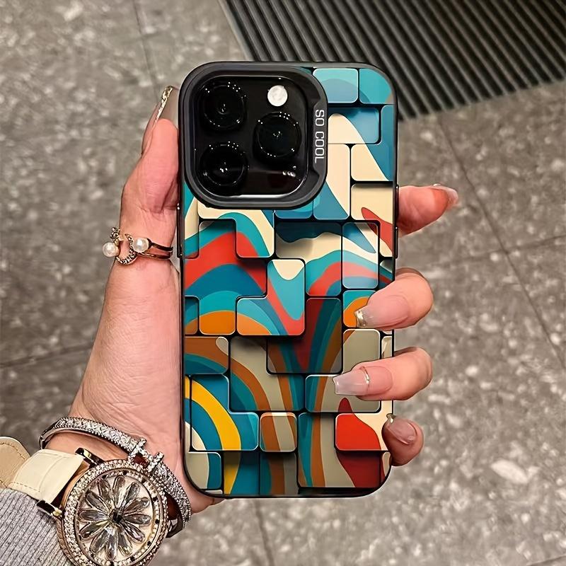 Чехлы для телефона с геометрическим узором для iPhone 17promax 16 Pro 15 Pro 14 13 12 11 XS 14 PRO MAX 16 plus 14ProТрехмерный узор