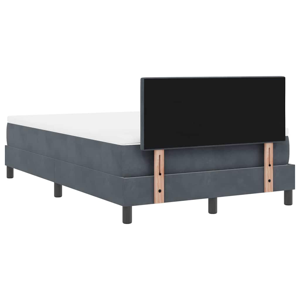 Box Spring Bed with Mattress Dark Gray 120 x 190 cm Velvet