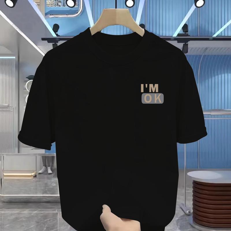 Men's T-shirt Summer Street Jumper T-shirt Men's and Women's Breathable Clothing Classic Letter-printed Cotton Short-sleeved Top