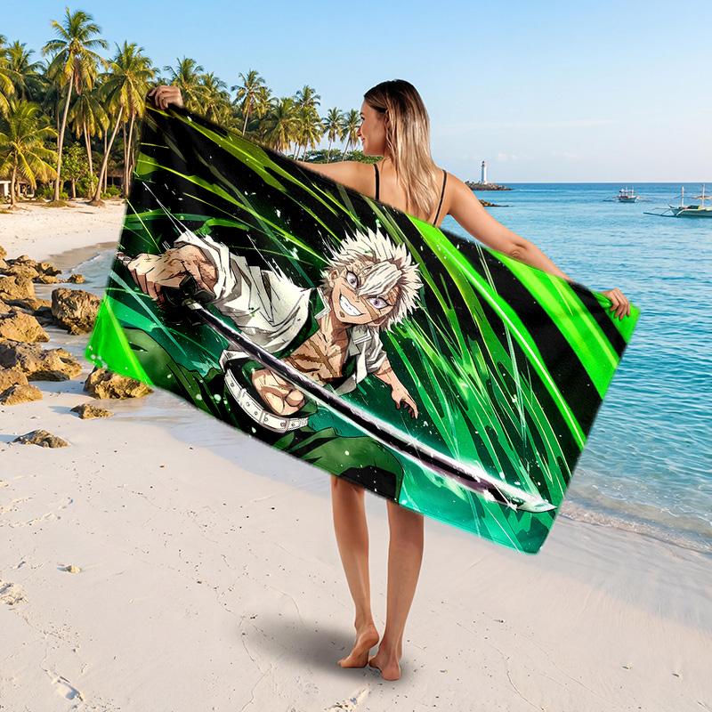 Demon Slayer Printed Swim Towel, Portable Water Absorbent Towel for Beach Camping Daily Bathroom Use