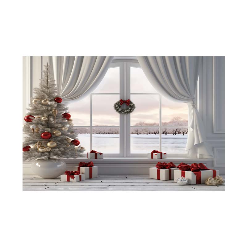 Indoor Sill Window Winter Snow Scene Children Shooting Background Cloth Background Wall Decoration Photo Cloth