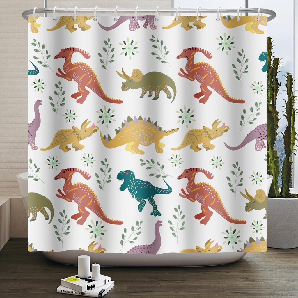 Забавная шторка для душа с динозаврами для ванной комнаты, милая шторка для ванной с животными, крутая шторка для ванной с динозаврами для детей, водонепроницаемая шторка для ванной, декор