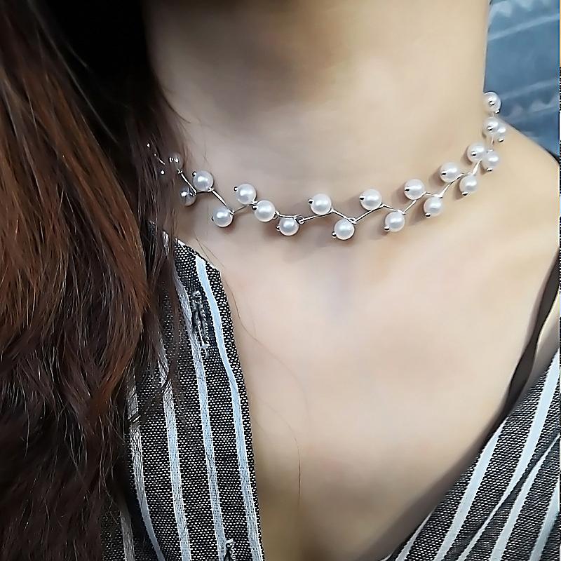 Простые элегантные искусственные жемчужины, ограненные бусины, колье, ювелирные изделия для женщин и девочек, легкая роскошная бижутерия для повседневной вечеринки