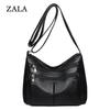 Women Solid Color Soft PU Leather Crossbody Bag Vintage Large Capcity Shoulder Bag
