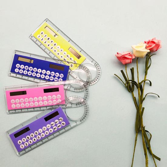 Калькулятор солнечной линейки Многофункциональный большой экран Канцелярские принадлежности 3 в 1 Длина 10 см Солнечная карточная линейка для школы