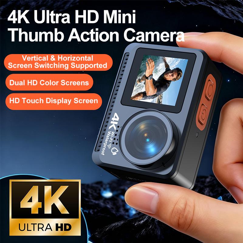 4K Dual-Screen HD Waterproof Sports Camera with EIS & WiFi