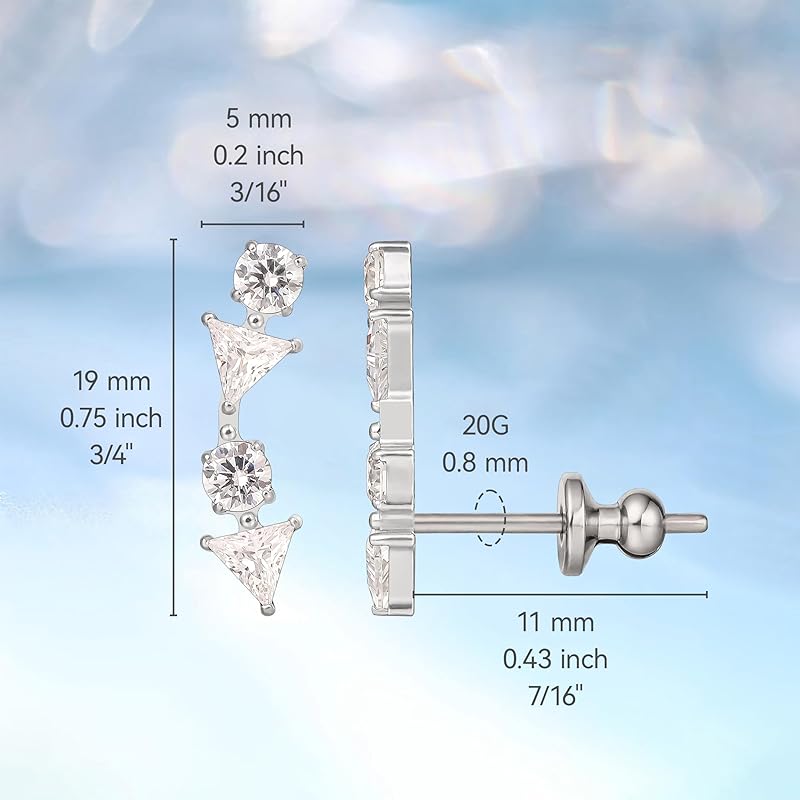 Limerencia Pure Chita Earrings Medical Titanium Earrings Compatible with Metal Allergies Leaving the Second Piercing On 1 Pair for Sensitive Ears
