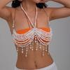 Multipurpose Pearls Embellished Body Chain Bra Beachwear Jewelry Accessory for Fashionable Women Ladies Daily Use