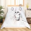 Белый конь Пуховое одеяло Набор Одеяло с принтом животных Удобное постельное белье Набор из трех предметов