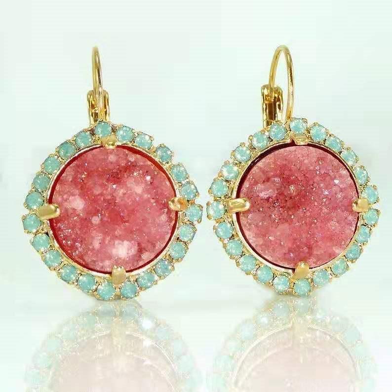 Серьги-пусеты Wei Ya с цветными драгоценными камнями, медные с бриллиантами для женщин