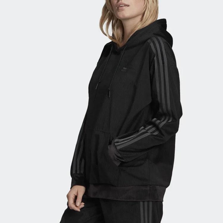 adidas Оригинальный вельветовый худи свободного кроя женский свитшот черный GU0811