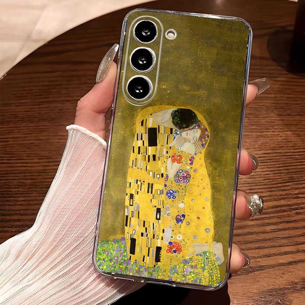 Чехол для телефона 'Поцелуй' Густава Климта для Samsung S25 S24 Ultra S23 Fe S22 S20 S21 Plus Fe Ultra 5G Прозрачный чехол