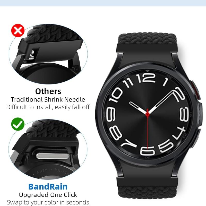 Compatible with Samsung Galaxy Watch 7 6 4 5 FE Band Galaxy Watch 6 4 Classic 47/ 43/ 42/ 46mm/Watch 5 Pro 45mm, 20mm Elastic Nylon Sport Men Wome