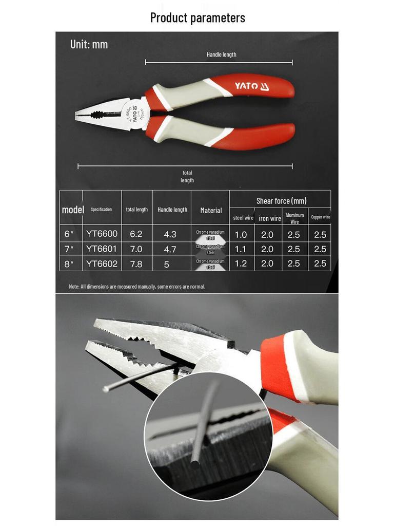 YATO Yiertuo 6" и 8" Длинногубцы, Пассатижи, Кусачки для проволоки, Заостренные клещи, Бокорезы.