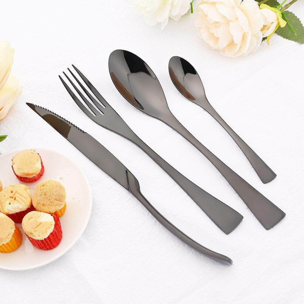 24 шт., блестящий золотой набор столовой посуды, высококлассный набор столовых приборов из нержавеющей стали 304, нож для стейка, вилка, ложка, столовые приборы, кухонная посуда для вечеринки