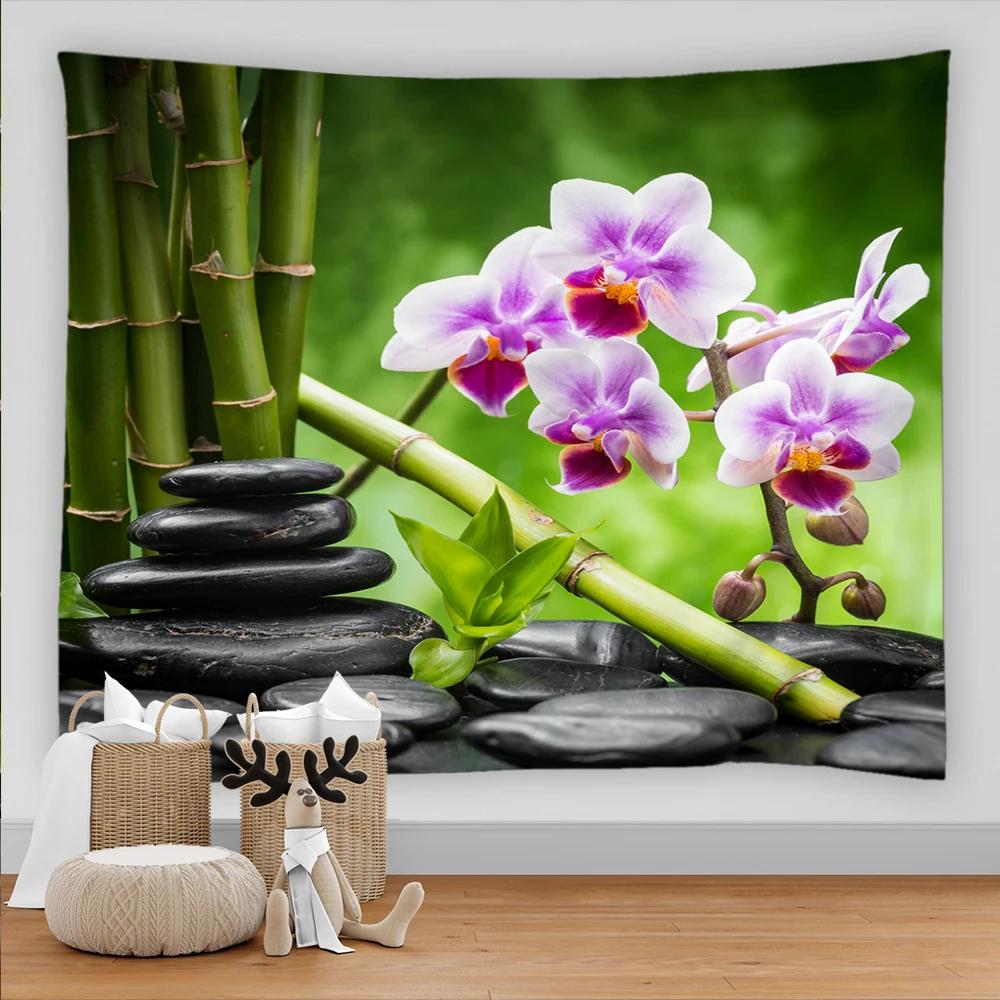 3D Printing Zen Stone Tapestry Butterfly Orchid Landscape Living Room Wall Canvas Kawaii Home Art Aesthetic Room Decor Blanket