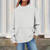 Women's Fashion Oversized Fleece-Lined Long-Sleeve High-Neck Pullover Solid Color Sweatshirt