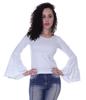Moomaya Womens Long Bell Sleeves Tshirt Top Round Neck Plain Casual Fit Summer Tee