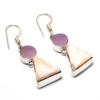 Scolecite Pink Chalcedony Gemstone 925 Silver Plated Jewelry Earring 1.62"