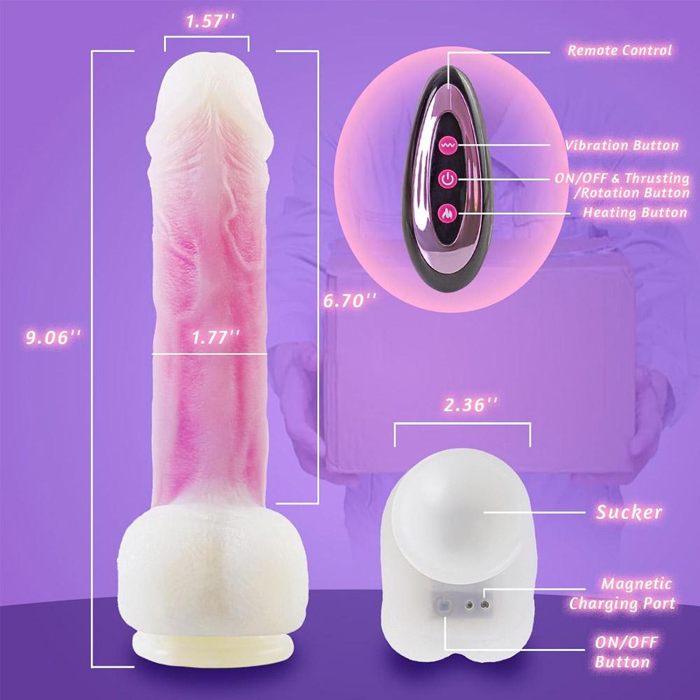 3 Push In Modes 10 Vibration Modes with Heated Vibration Dildo Vibrator Remote Control Dildo Vibrator, G-Spot Stimulation Female Sex Toys