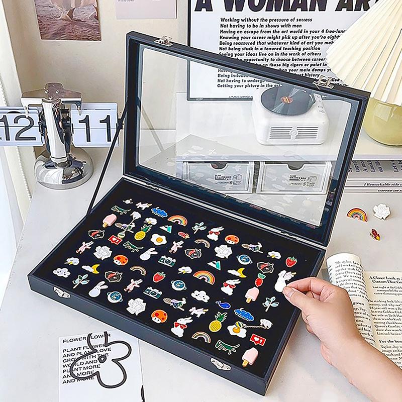 Ящик для хранения значков в виде бара, прозрачный пыленепроницаемый ящик для булавок на груди, подставка для медалей, подставка для ювелирных изделий из искусственной кожи, рамка для коллекции медалей