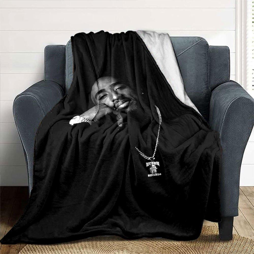 1 шт. Плед в стиле Hip Hop 2Pac, Мягкий, Легкий, Для всех сезонов, Многоцелевой плед для дивана, кровати, офиса и пикников, Французский стиль с культовыми обложками альбомов и цитатами