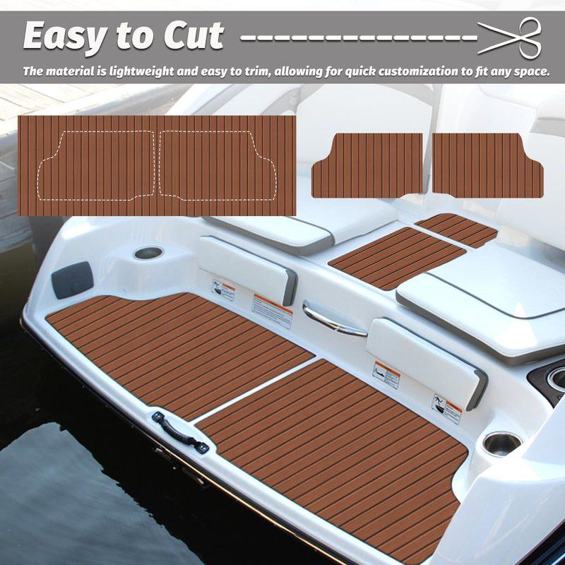 Dark Brown EVA Foam Faux Teak Boat Deck Mat Decking Sheet Yacht Flooring Anti Skid Mat Self Adhesive Vehicle Pad 2400x450x6mm
