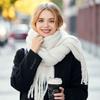 A Thick Autumn and Winter Fashion Versatile Warm Fuzzy Cold and Windproof Retro Solid Color Big Scarf Gas