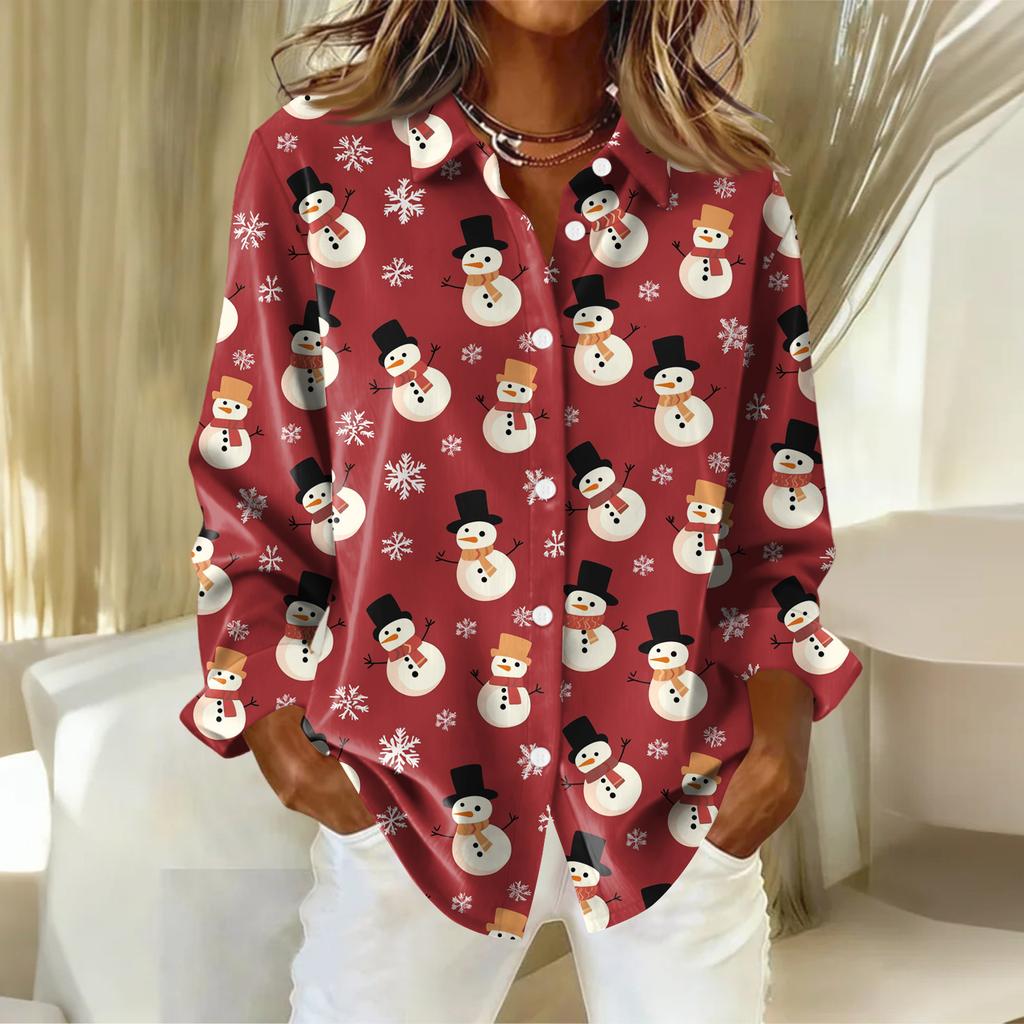 Women's Shirt With Floral Print Buttons, Long Sleeved Casual Regular Shirt Blouses Casual Plus Size Basic Tops