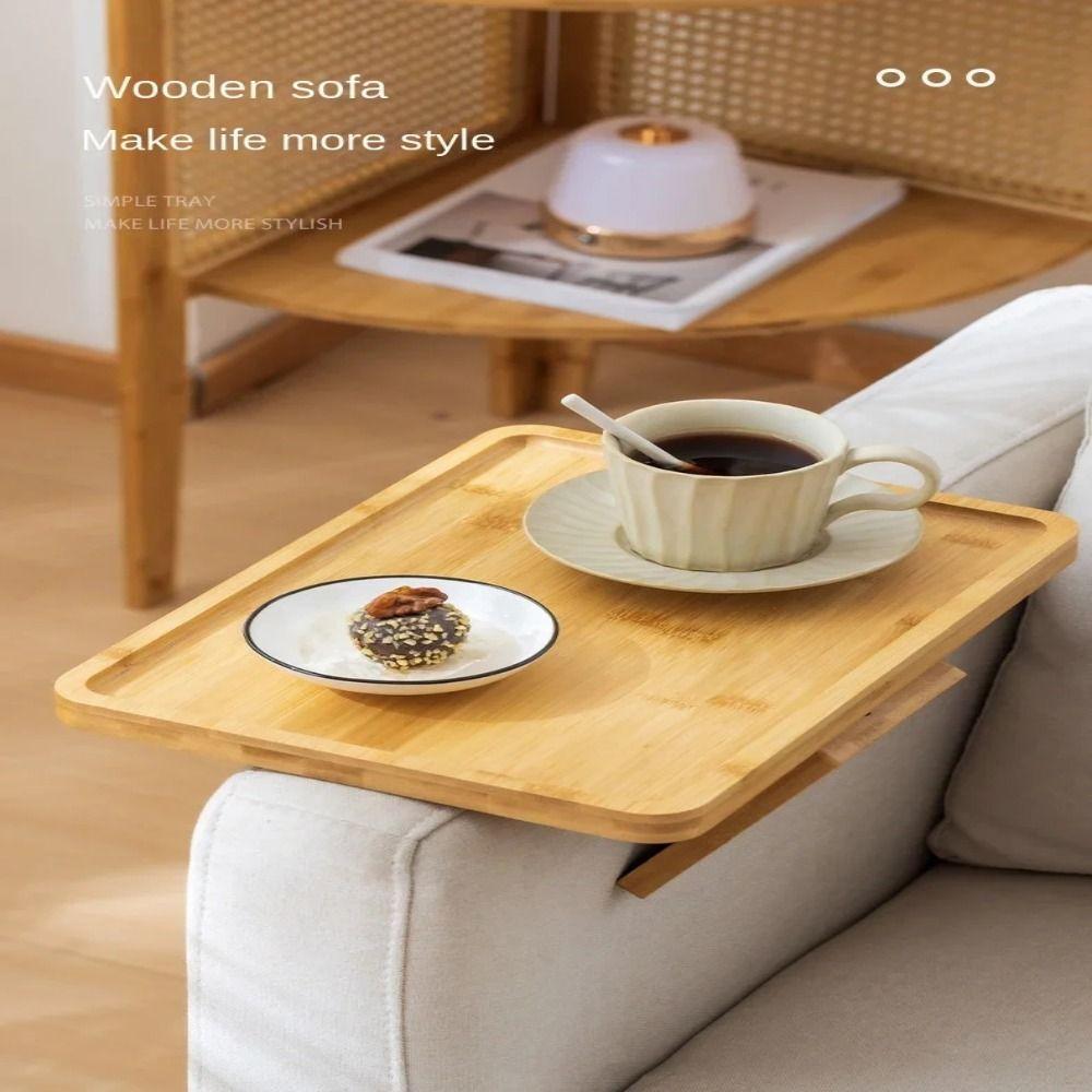 Деревянный складной диванный столик с клипсой, экономящий место, органайзер-подлокотник для дивана, закуски