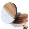 Stylish Wooden and Marble Coaster Set Elegant Design for Coffee Tables Durable Perfect for Protecting Your Furniture