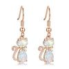 Wish White Gold Rose Gold Blue and White Opal White Diamond Cat Bow Earrings Versatile Ear Hook
