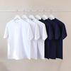 210g Heavyweight Dark Blue Cotton Short-Sleeve T-Shirt for Men & Women, Loose Fit, Solid Color, Small Round Neck, Ideal for Summer