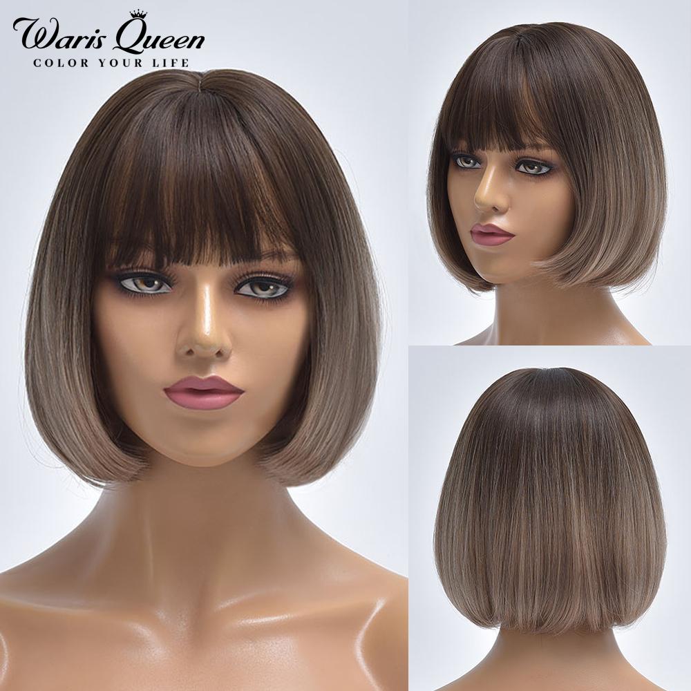 Blonde Red Short Bob Wig Synthetic Wig For Women With Bangs Lolita Cosplay Party Natural Hair Heat Resistant Fiber Wigs