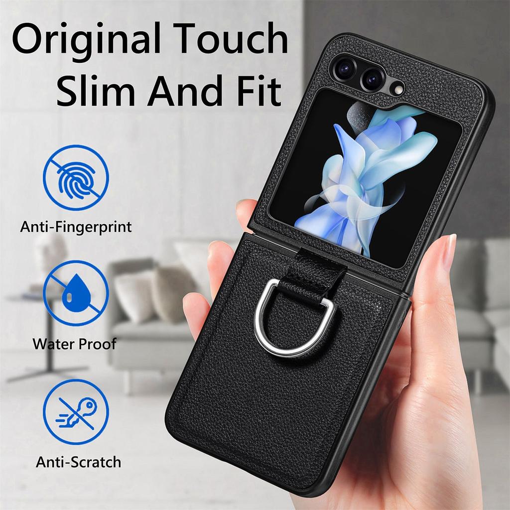 Роскошный кожаный чехол с кольцом на палец для Samsung Galaxy Z Flip 5 Flip5 Flip4 Flip3 Flip2 Flip 4 3 2 Zflip5 5G, чехол для сотового телефона