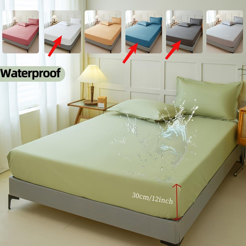 Waterproof Mattress Protector Cover,Stain-Resistant, Machine Washable, Soft Polyester Bedding for All Seasons, Fits Queen & King Sizes, Gray