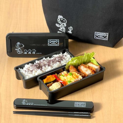 OSK Snoopy Chopstick Case Set with Pull-Lid (Black) HS-16