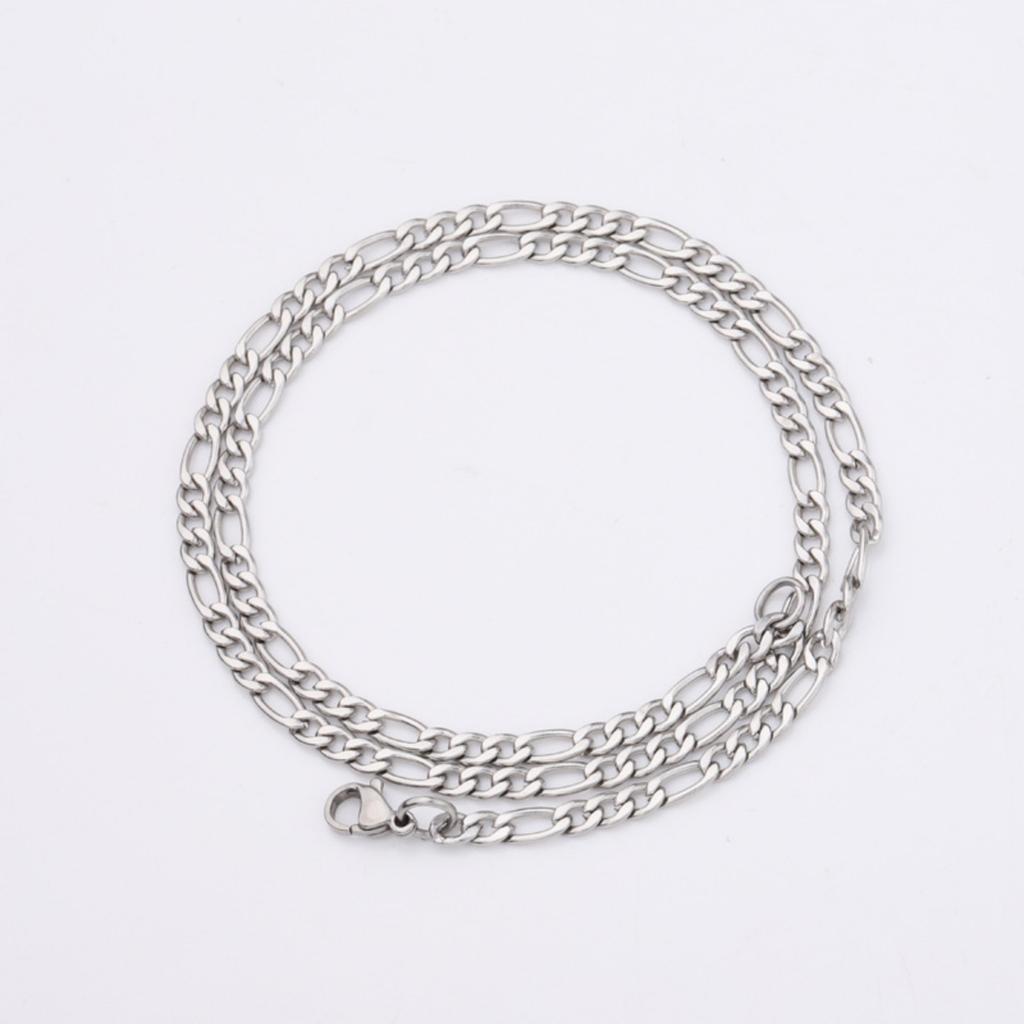 Men And Women Same Style Necklace Plain Chain Italian Figaro Chain