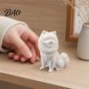 Versatile Home Style Accessory 3D Printed Cute Pomeranian Dog Figurine, White Twisting Head Puppy Statue, Small Exquisite Hair Texture Decor