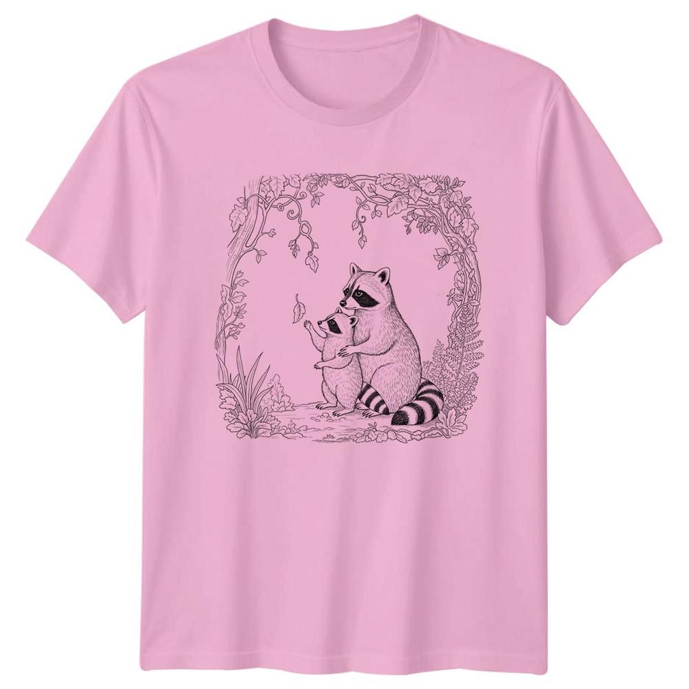 Raccoon Mother And Baby Holding TShirt Woodland New Parent