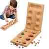 Bamboo Mancala Game with Folding Wooden Board 2 Player Colorful Natural Stone Chess Toy Travel