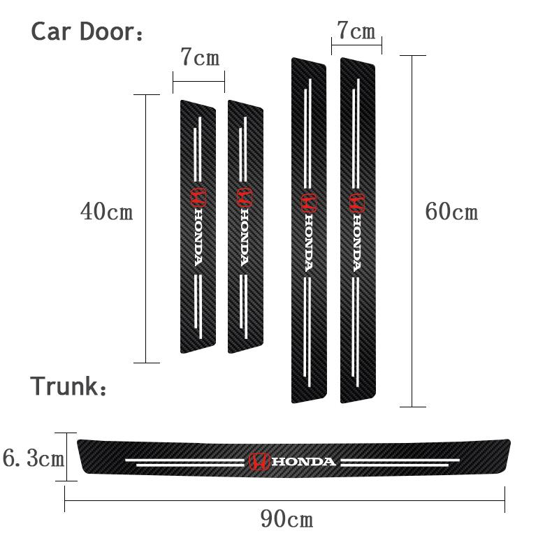 FPY1  5Pcs Carbon Fiber Car Threshold Scratch Protection Sticker For Honda Civic FIT CRV Accord CRZ CRX Jazz HRV Stepwgn Insight Pilot