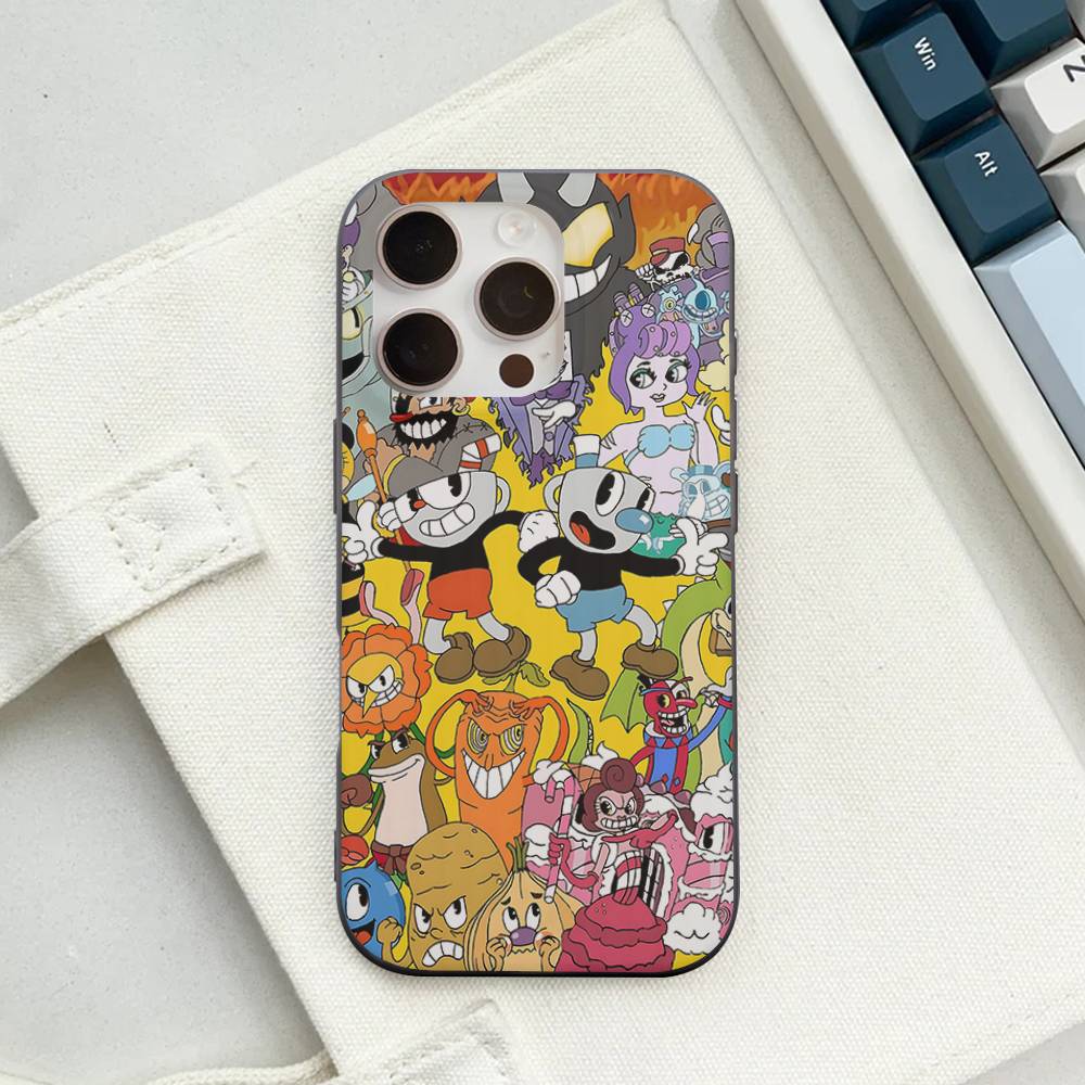Чехол для телефона с мягким гофрированным покрытием в стиле C-Cuphead Classic Game для iPhone 11 12 13 14 15 16 17 Pro Max Plus Волнистый силиконовый чехол