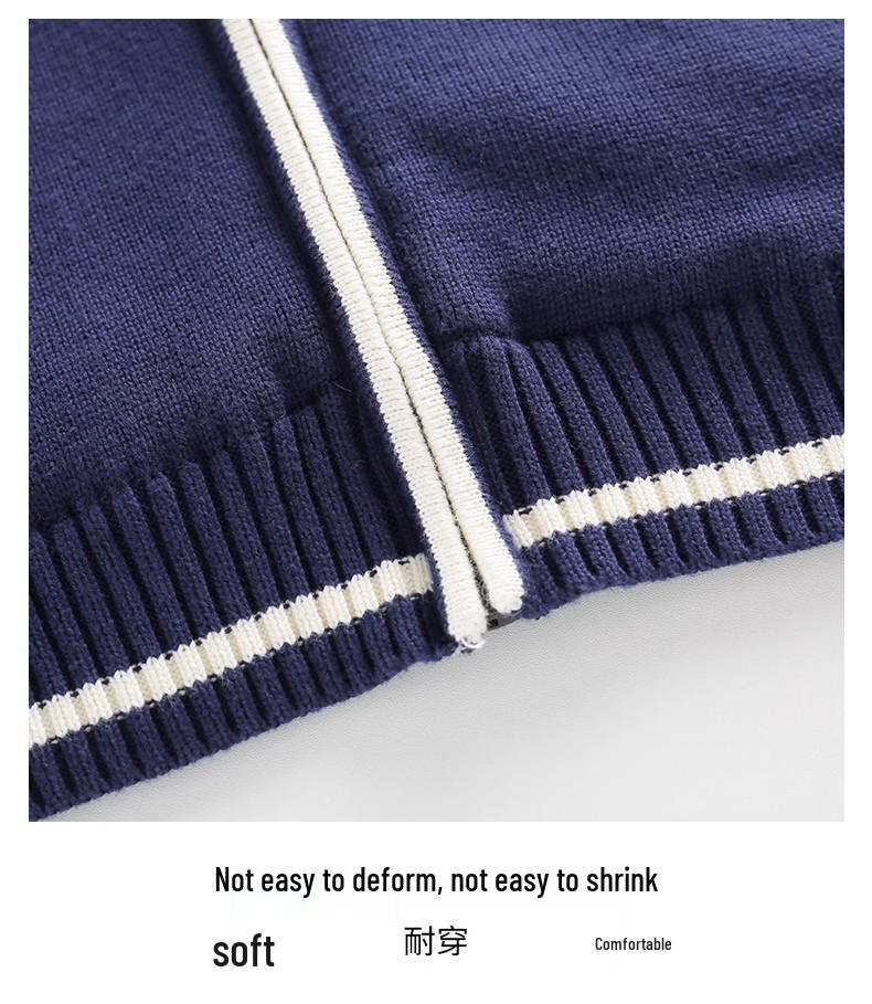 Красный вязаный кардиган на молнии для мальчиков: На флисовой подкладке, из чистого хлопка, толстый шерстяной для осени/зимы