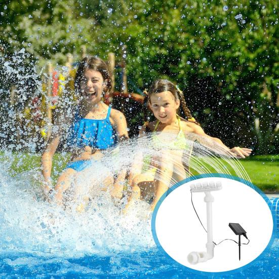 Solar Pool Fountain Adjustable Fountain with 7 Color LED Lights Universal RGB Color Changing Waterfall Light with Remote Control