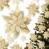 20pcs/set Shiny Christma Tree Decorations:Poinsettia Artificial Holiday Flowers with Clips,Bougainvillea Ornaments for Christmas