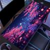 Japanese Night Sakura Town Extended Gaming Mouse Pad Non Slip Desk Surface Cherry Blossom Landscape Print For Gaming And Office